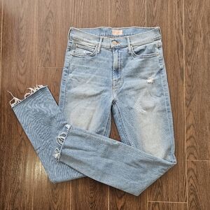 MOTHER The Mid Rise Dazzler Ankle Fray Weekend Kitten Size 27